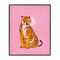 Stupell Industries Preppy Tiger on Pink Framed Giclee Wall Art Design by Nataly White